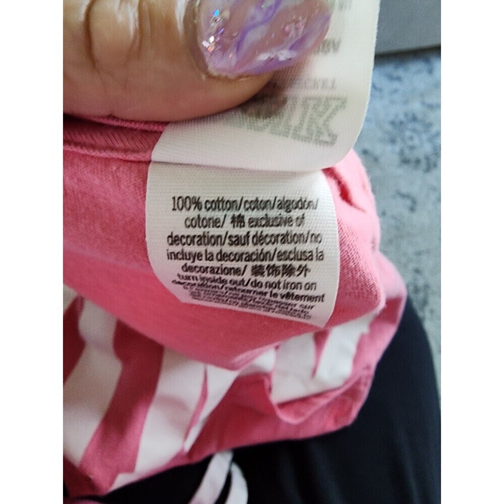 Victoria’s Secret Pink Oversized Long-Sleeve Shirt Logo PINK WHITE SIZE SMALL - Picture 6 of 8